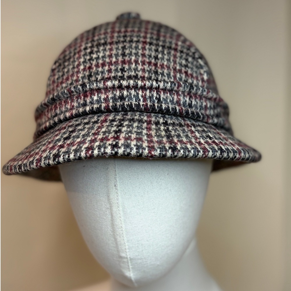 Kangol Grey Plaid Vintage 80s Made in England Bucket Hat Mens One Size Excellent
